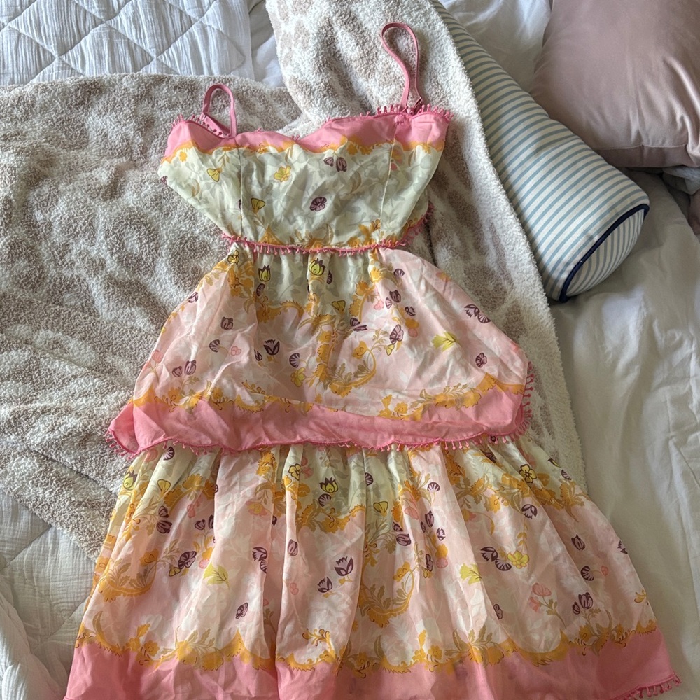 Elegant Pink and Yellow Floral Maxi Dress